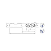 Chamfer GMF61 ,  Corner Radius GMF63,  Carbide, 4 Flute Extended Reach V7 PLUS A  END MILLS